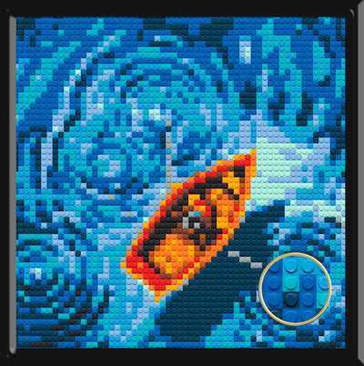 Boat Blue Ocean  Home Decor Bricked Mosaic Portrait 20x20