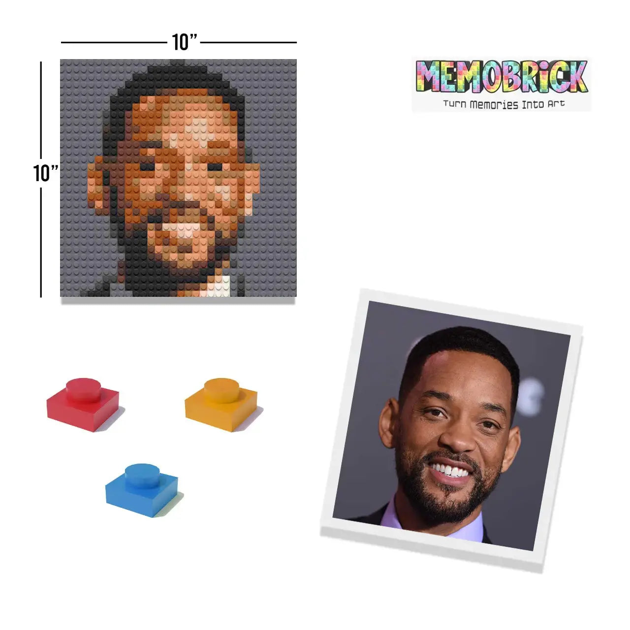 Custom Bricked Mosaic 10x10" (one face only) Memobrick