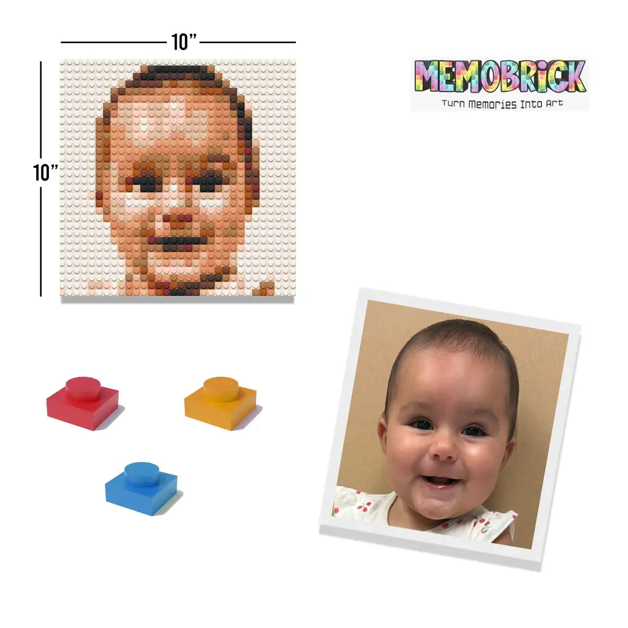 Custom Bricked Mosaic 10x10" (one face only) Memobrick