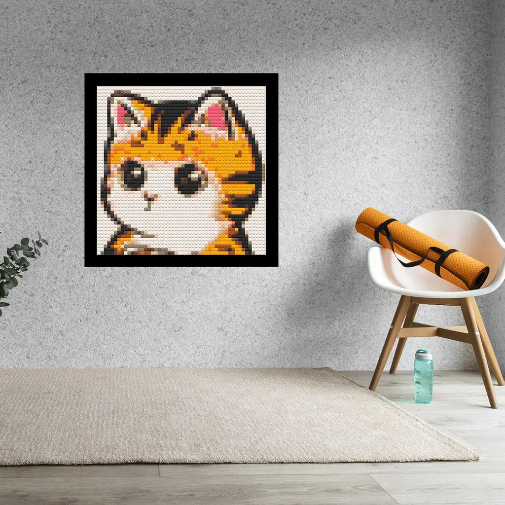 Cute Grumpy Cat Home decoration Bricked Mosaic Portrait 16x16" - Memobrick
