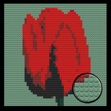 Red Tulips Home decoration Bricked Mosaic Portrait 16x16" — photo 1