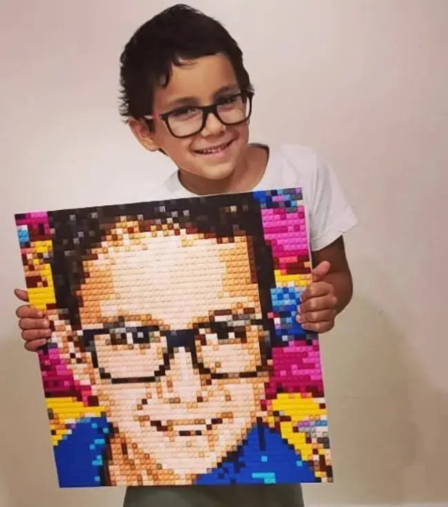 Custom Bricked Mosaic Portrait 16x16" - Memobrick