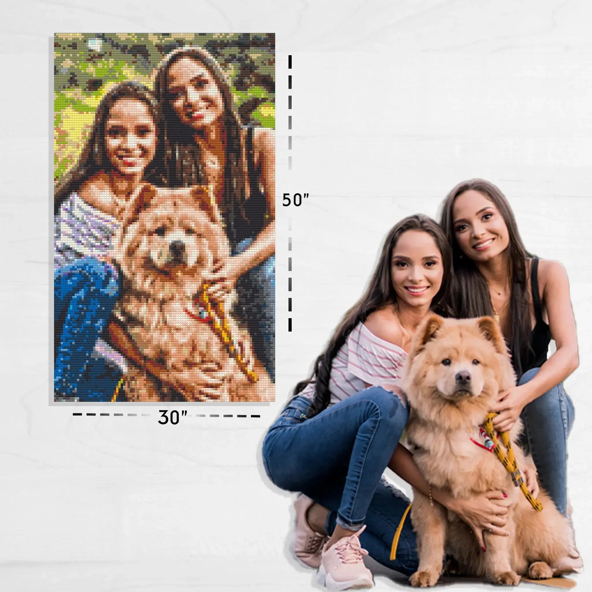 Custom Bricked Mosaic Portrait 30x50" - Memobrick